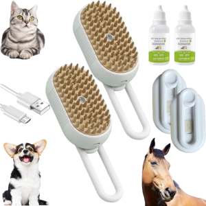 Chevaroo Horse Steam Brush, Chevaroo 3-in-1 Self-Cleaning Steam Pet Brush for Shedding